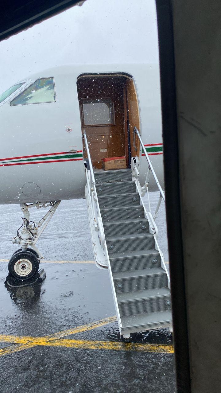 Aircraft stairs in rainy conditions